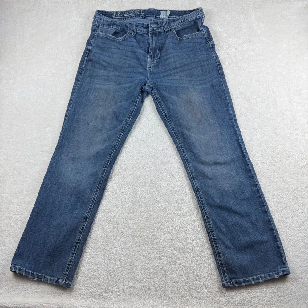 TK Axel Mens Jeans Slim Boot Cut W34 Blue Denim Casual Everyday Wear
